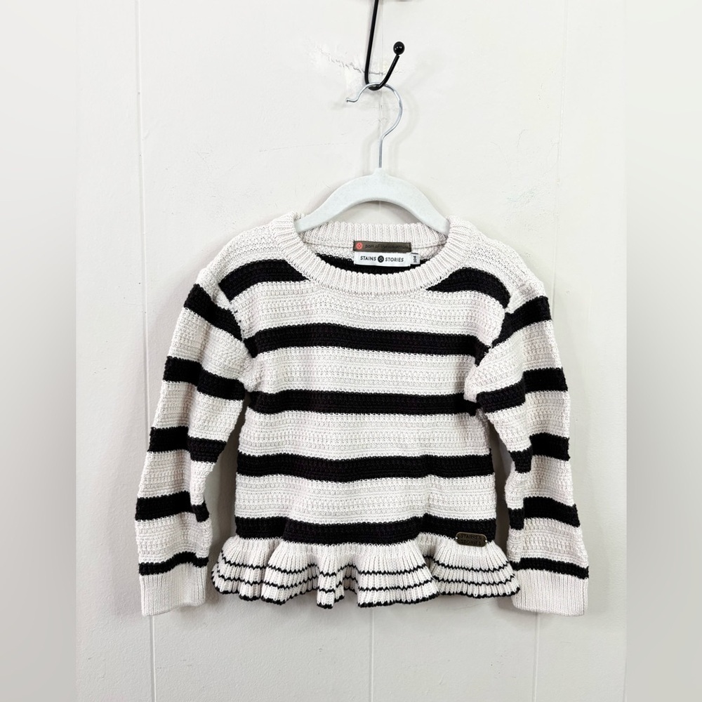 Stains & Stories striped knit ruffle stripe sweater size 3-4 years old (104)